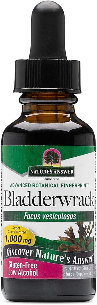 Nature 's Jawaban Bladderwrack Thallus dengan Organic Low Alkohol 1 Fluid Ounce 124; Natural Ammune Booster 124; Pasokan Distribution 124; Memroses Thyroid Sehat