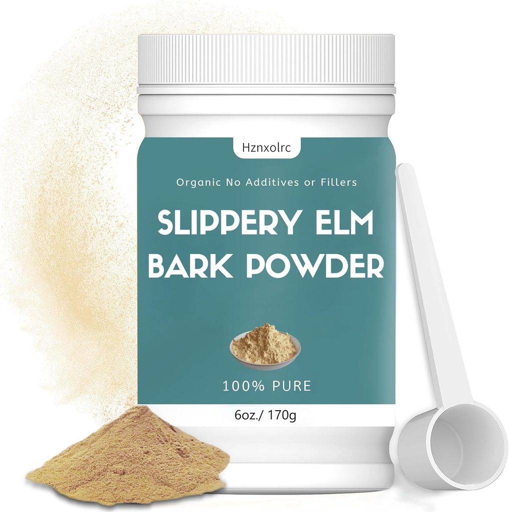 6 oz Organic Slippery Elm Powder, Organic Slippery Elm Bark powder, 100% Pure & Natural, Natural & Natural - Grade, membantu Soothe The Throat dan Batuk, Vegan, Pet Friendly