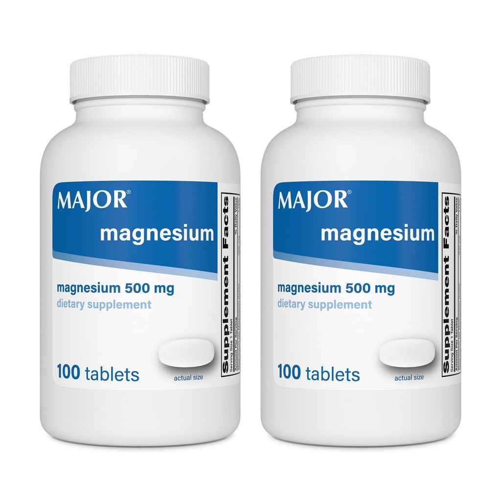 Mayor Magnesium 500mg - Magnesium Oxide Tablet - Dieter Suplemen - 100 Cacah (2 Pack)