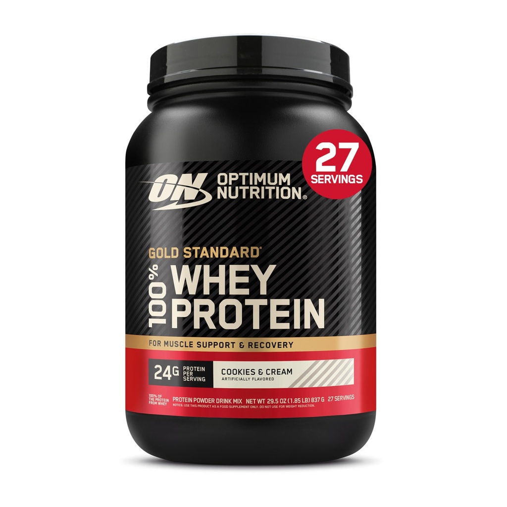 Optimum Nutition Gold Standard 100% Whiy Protein Powder, Cookies & Cream, 2 Pound (Packaging May Vary)