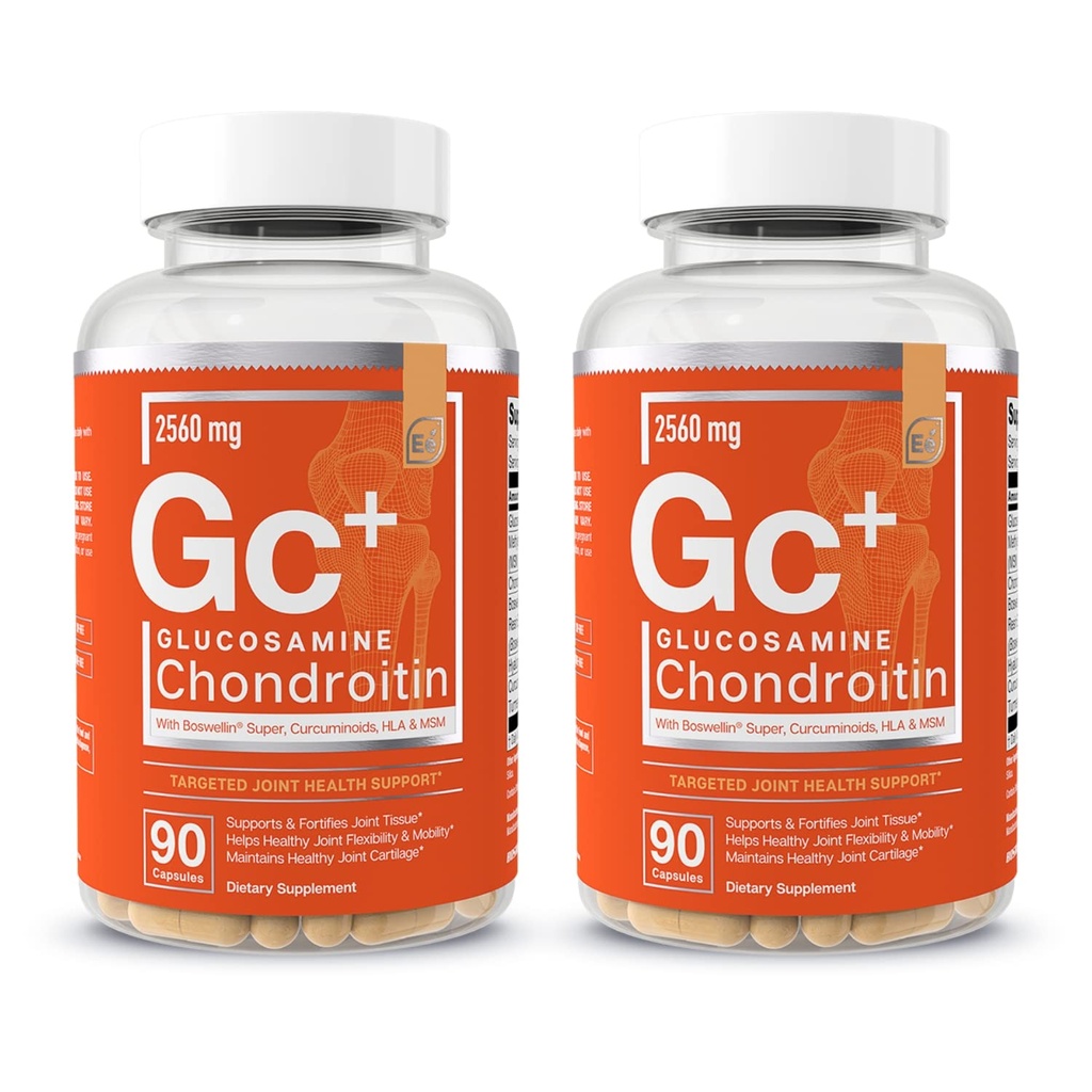 Elemen Terdekat Glucosamin Chondroitin MSM Boswellia Serrata Akuni Bersama-sama Mendukung Tambahan Antioksidant - 180 Capsules (2- Pack)
