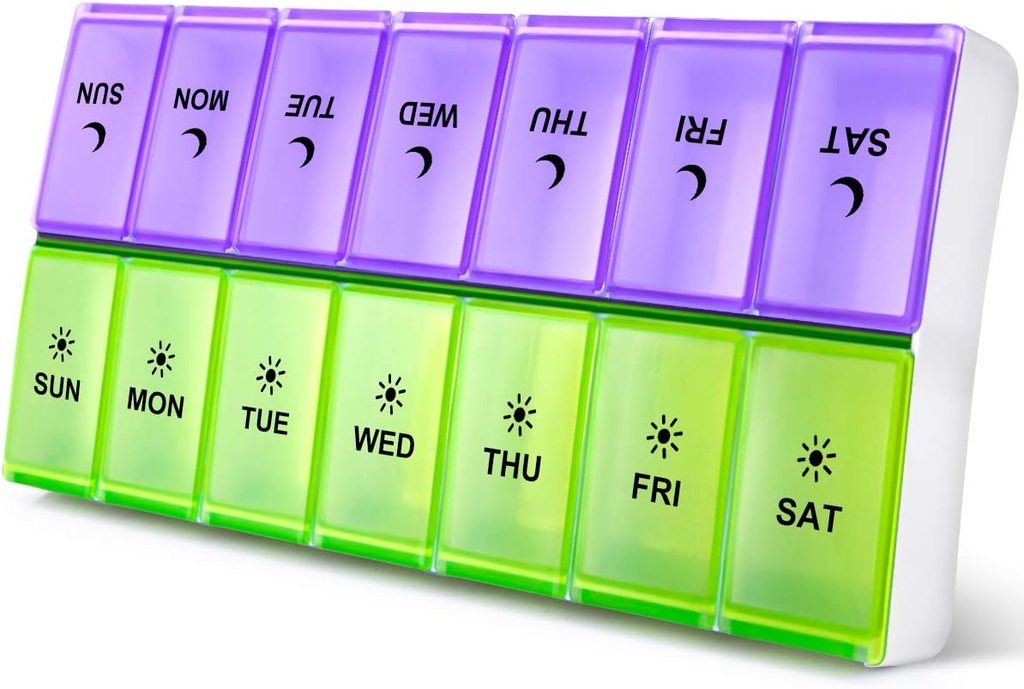 DANYING Extra Large Pill Organizer 2 Kali sehari, XL Weekly Pill Box, AM PM Pill Case, Pill Container 7 Hari, Kasus Vitamin Dua kali sehari