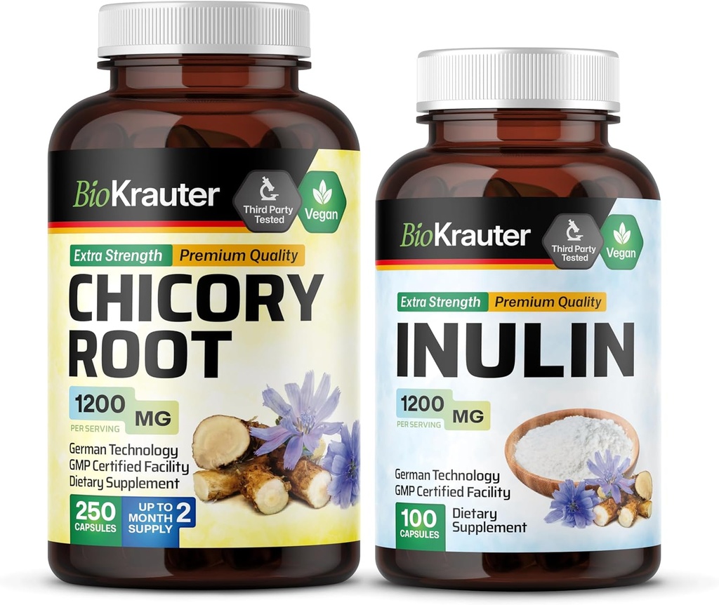 BIO KRAUTER Chicory Root 250 Capsules & Inulin 100 Kapsul