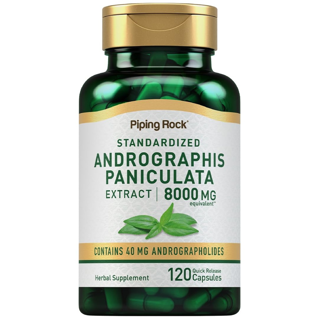 Piping Rock Andrographis Paniculata Ekstraksi 124; 8000 mg 124; 120 Capsules 124; Standardized Herbal Supplemen 124; Non-GMO, Gluten Bebas