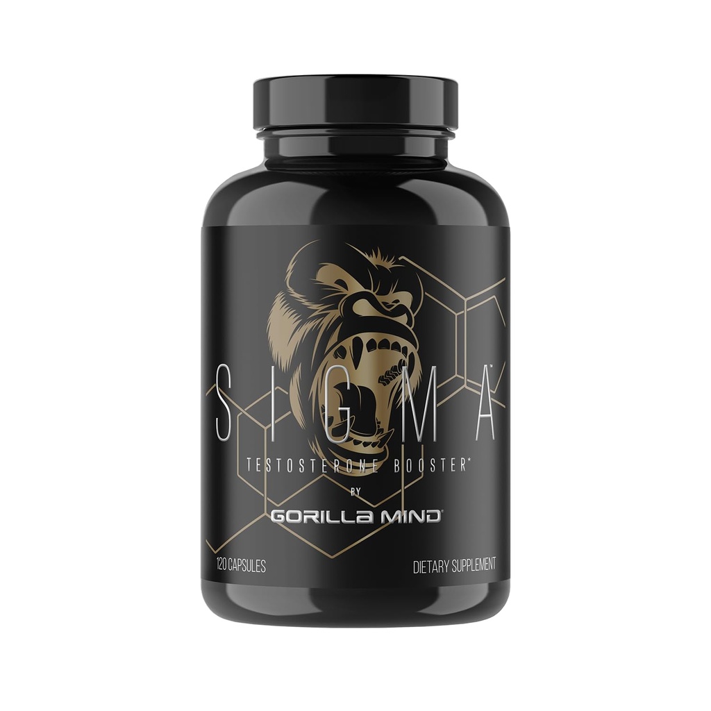 Gorilla Mind Sigma Testosteron Booster - Dibuat dengan Tongkat Ali dan Fadogia Agrestis Ekstrak untuk mendukung Tingkat Testosteron Tinggi (120 Katup)