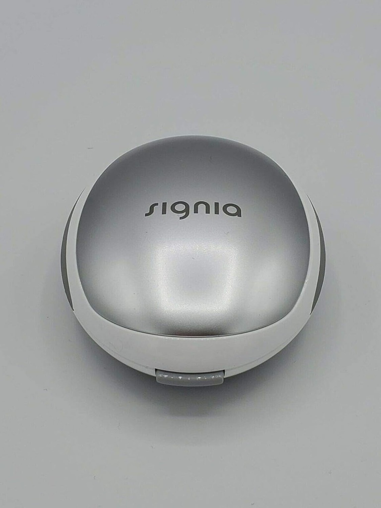 Kotak Perjalanan Penyimpanan Penyimpanan Perlindungan White / Silver Genuine Signia Hearing Aid Case