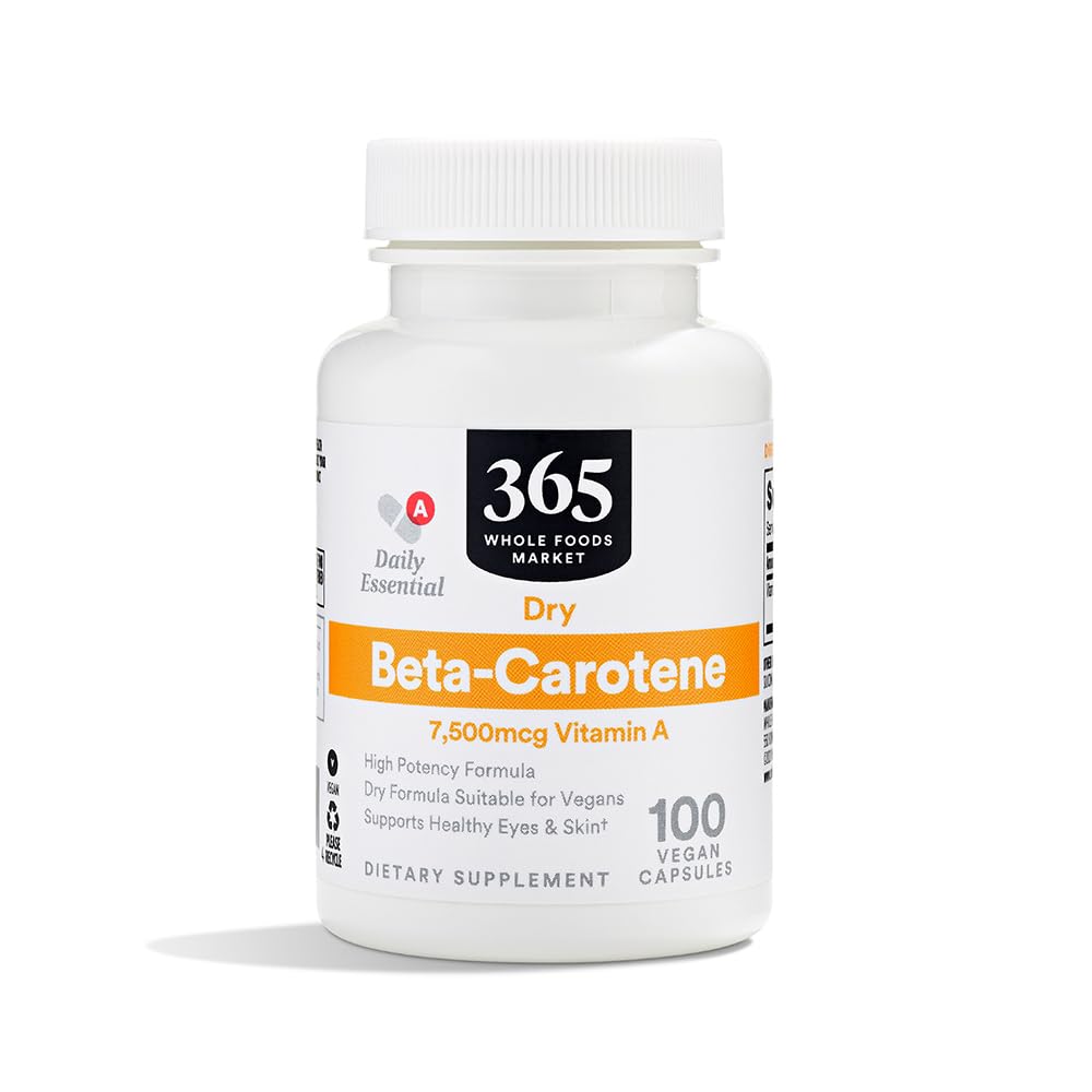 365 by Whole Foods Market, High- Potency Beta- Carotene, 7500mcg Vitamin A, 100 Vegan Capsules