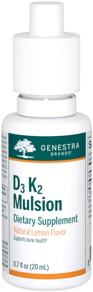 Genestra Brands D3 K2 Mulsion - Vitamin Liquid untuk Kesehatan Tulang - Lemon Alam - 122 Servis