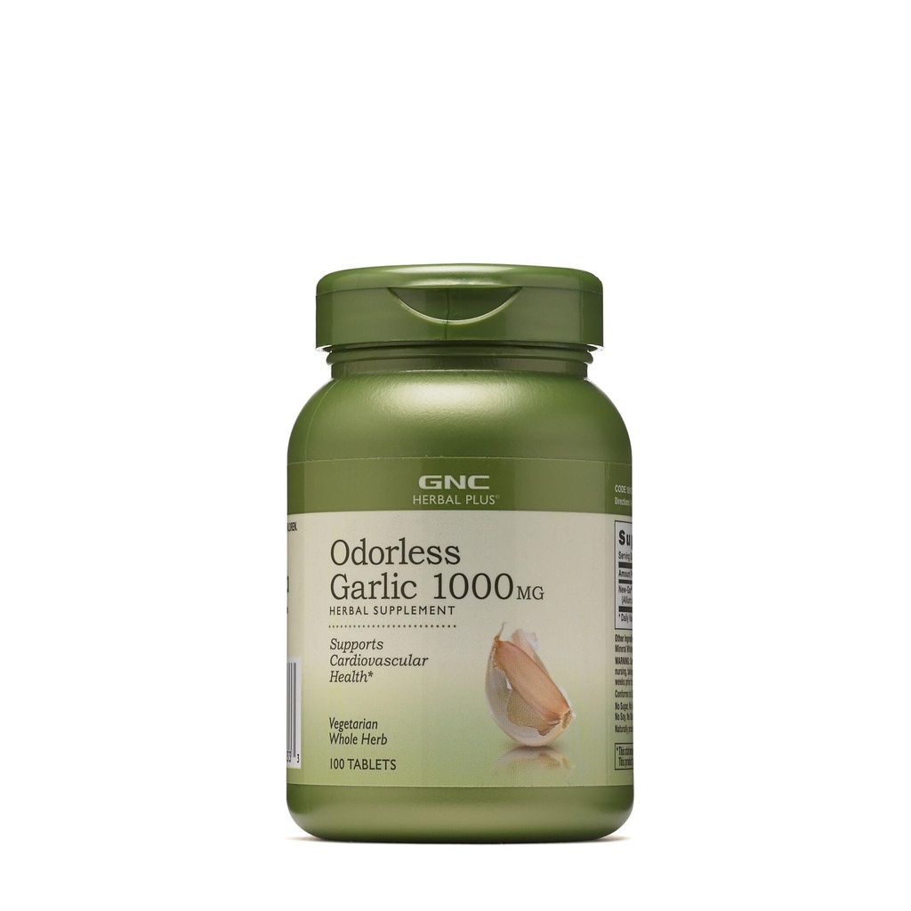 GNC Herbal Plus Odorless Bawang Tambahan 1000mg, Vegetarian, Support Kesehatan Kardiovaskular, 100 Pelayan