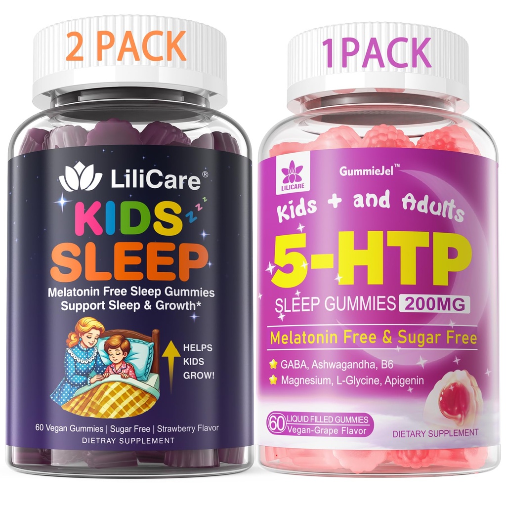 Gumi 5HTP dengan Magnesium Glycinate + Kids Sleep Gummies - Magnesium Glycinate Gummies