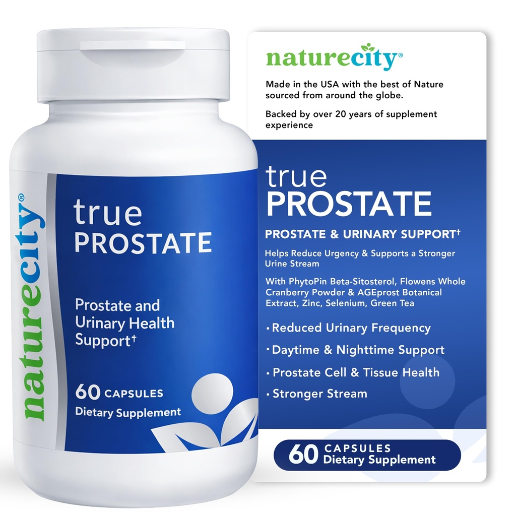 AatureCity True- Prostate Urinary Tract & Prostate Support for Men 's Health Cranberry Extract & Super Beta Prostate Sitosterol Complex 60 Capsules - Prostate Health for Men