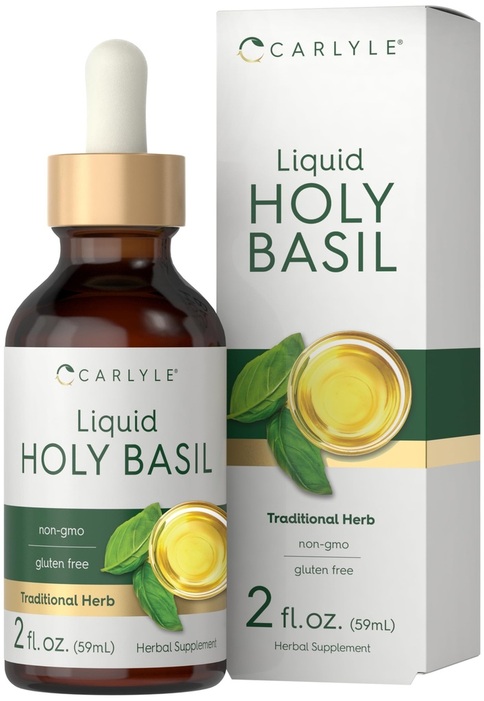 Carlyle Holy Basil Tarture 124; 2 Fl Oz 124; Liquid Extract Suplement £124; Tulsi Leaf 124; Vegetarian Drops 12.4; Non-GMO, Gluten Free