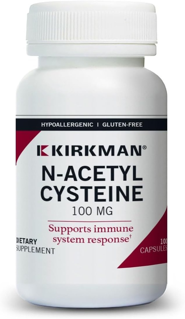 Kirkman N-Acetyl Cysteine100 mg - Hipoallergenic 124; ABC 124; ABC 124; 100 Vegetarian Capsules 12.4; Glu4; Gluten dan Casein Free 124;