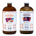 LIQUIDHEALTH Energy B-Complex & Calcium dan Magnesium Liquid Bundle untuk Orang dewasa - Naikkan Tingkat Energi Alam, Dukung Bone & Joint Health, Boost Immune System - Vegan, Non-GMO, USA Made