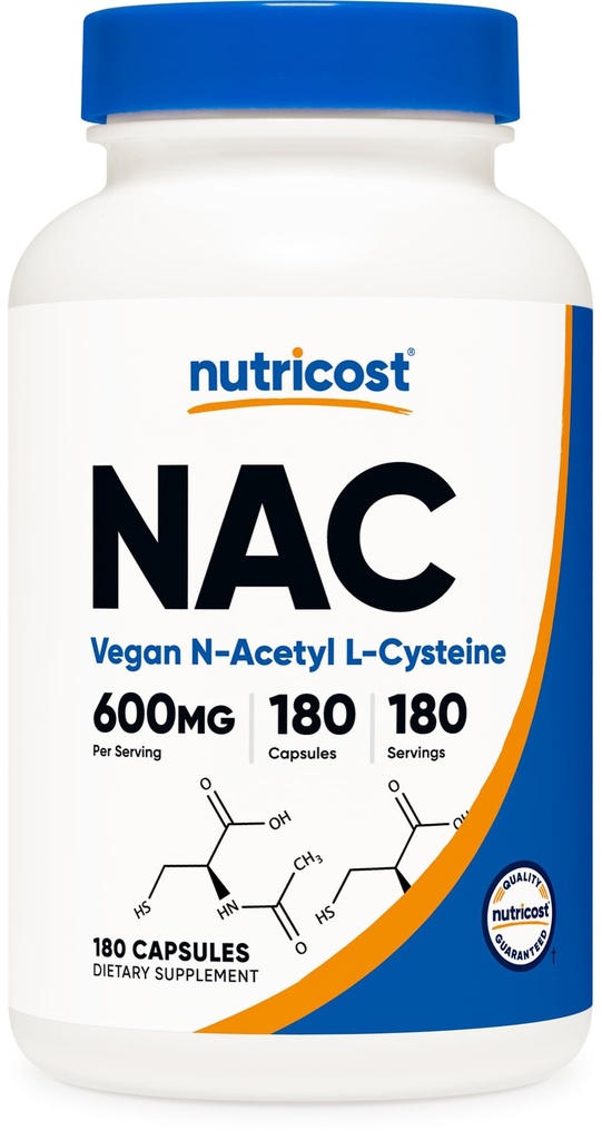 N-Acetyl L- Cysteine (NAC) 600mg, 180 Capsules - Non-GMO, Gluten Free
