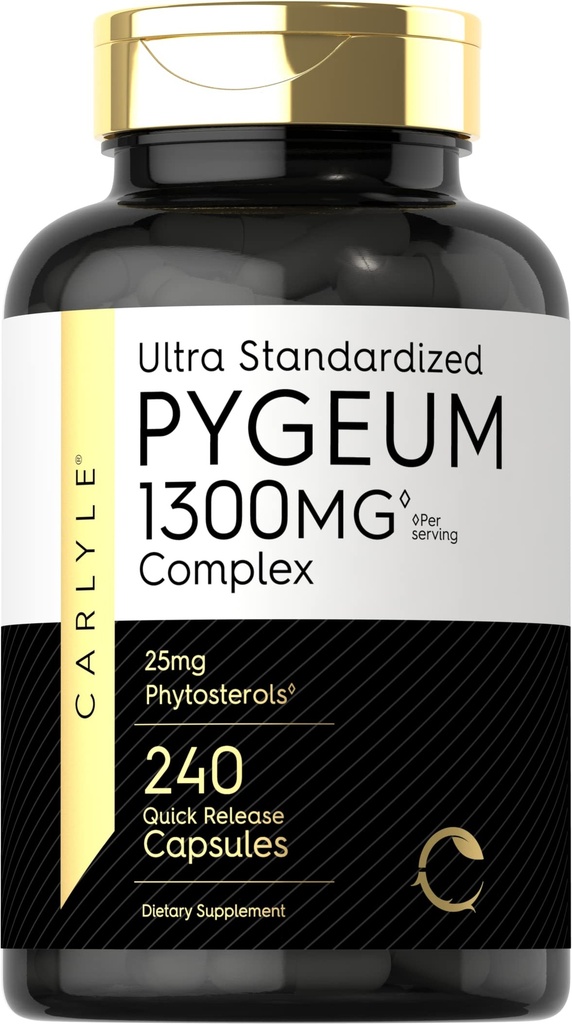 Carlyle Pygeum Supplemen 1300mg 124; 240 Capsules 124; Non-GMO, Gluten Free 124; Africanum Bark Extract Supplemen