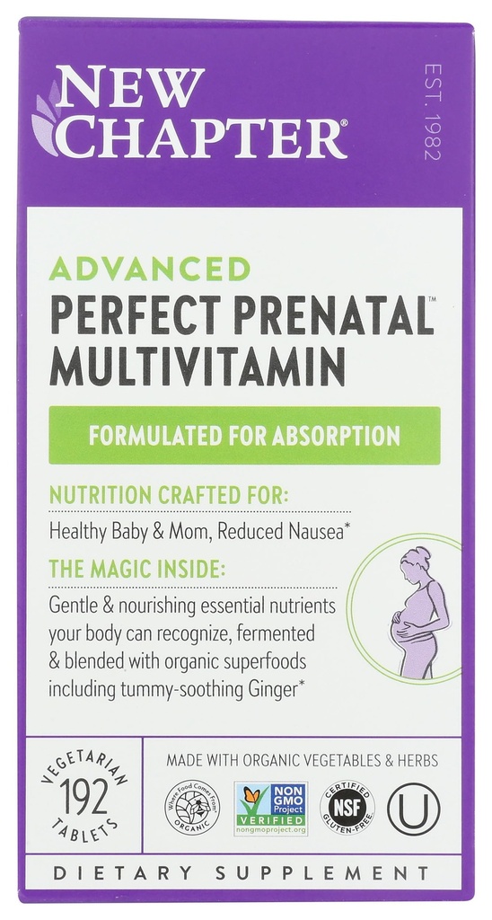 Bab Perfect Prenatal Vitamin, Organik Prenatal Vitamin, Ingrediasi Non- GMO untuk Bayi Sehat & Ibu - Folate (Methylfolat), Besi, Vitamin D3, Difermentasi dengan Whole Foods dan Probiotic, 192 count