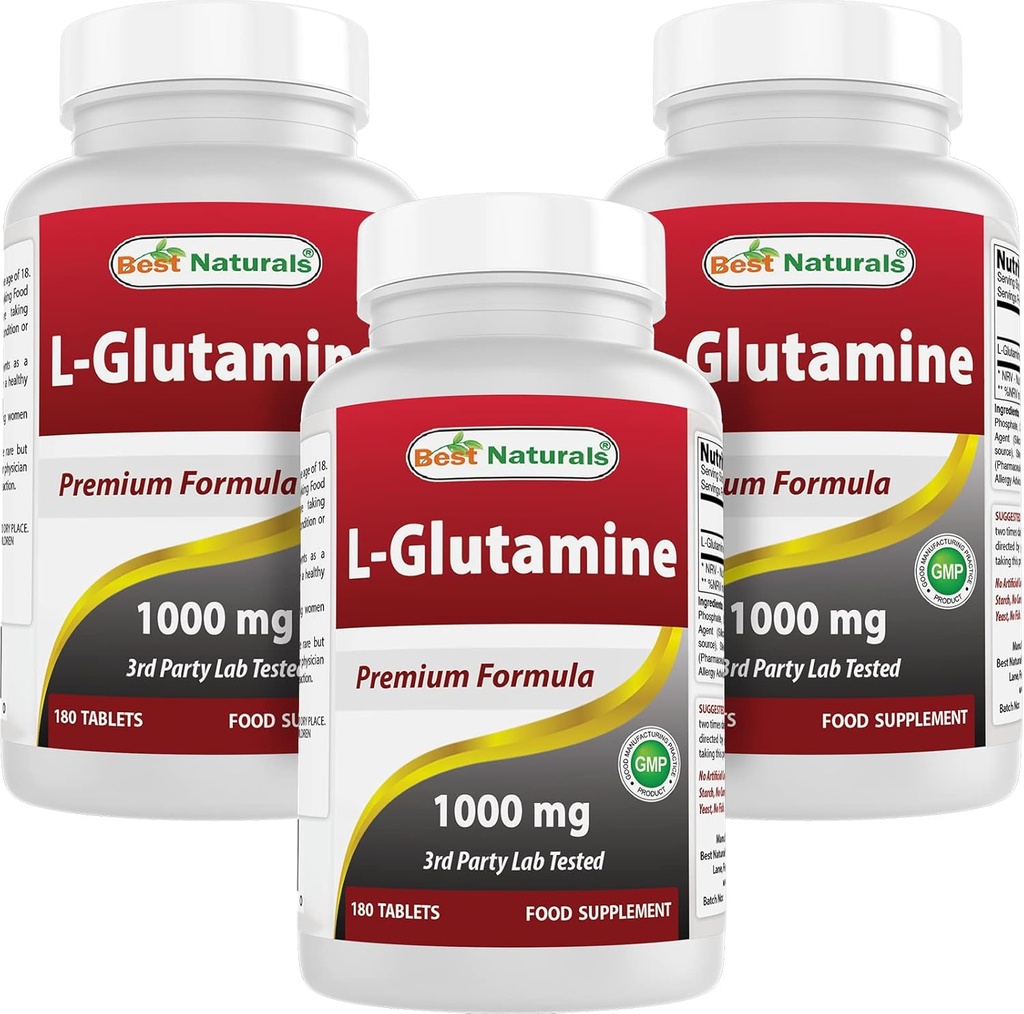 Terbaik L- Glutamine 1000 mg 180 Tablet (180 Cacah (Paket 3)))