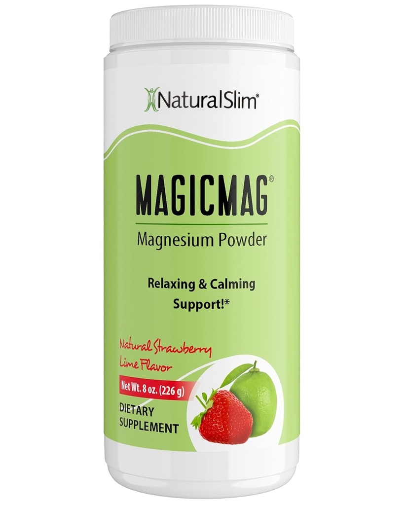 Magicmag Pure Magnesium Citrate Powder - Stress, Constipation, Muscle, Heart Health, and Sleep Due 124; Natural Strawberry & Lime Flavored Magnesium Supplemen - 8oz Drink Mix (Solo)