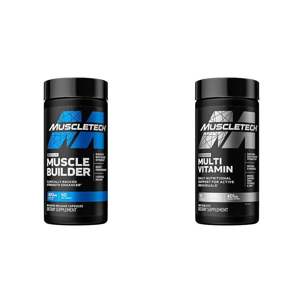 Bundle - Nitric Oxide Booster dan Muscle Gainer dengan 400mg Peak ATP, 60 Pil & Platinum Multivitamin, 180