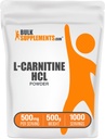 BulkSuplements.com L- Carnitine HCl Powder - Carnitine Suplemen, Karnitine Powder, L- Carnitine 500mg - Tanpa rasa & Gluten Bebas, 500mg per Serving, 500g (1.1 lbs) (Paket 1)