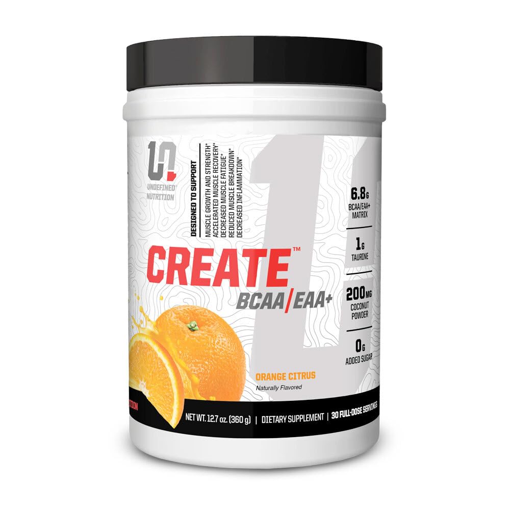 Nutrition Tak Terdefinisi Membuat BCAA / EAA + oleh Brian Shaw -Muscle Recovery & Endurance, 6.8g BCAA / EAAA Matrix -Full Spectrum BCAA + Escuce Amino Acids Tambahan - 30 Servings (127 Oz, Orange Citrus)