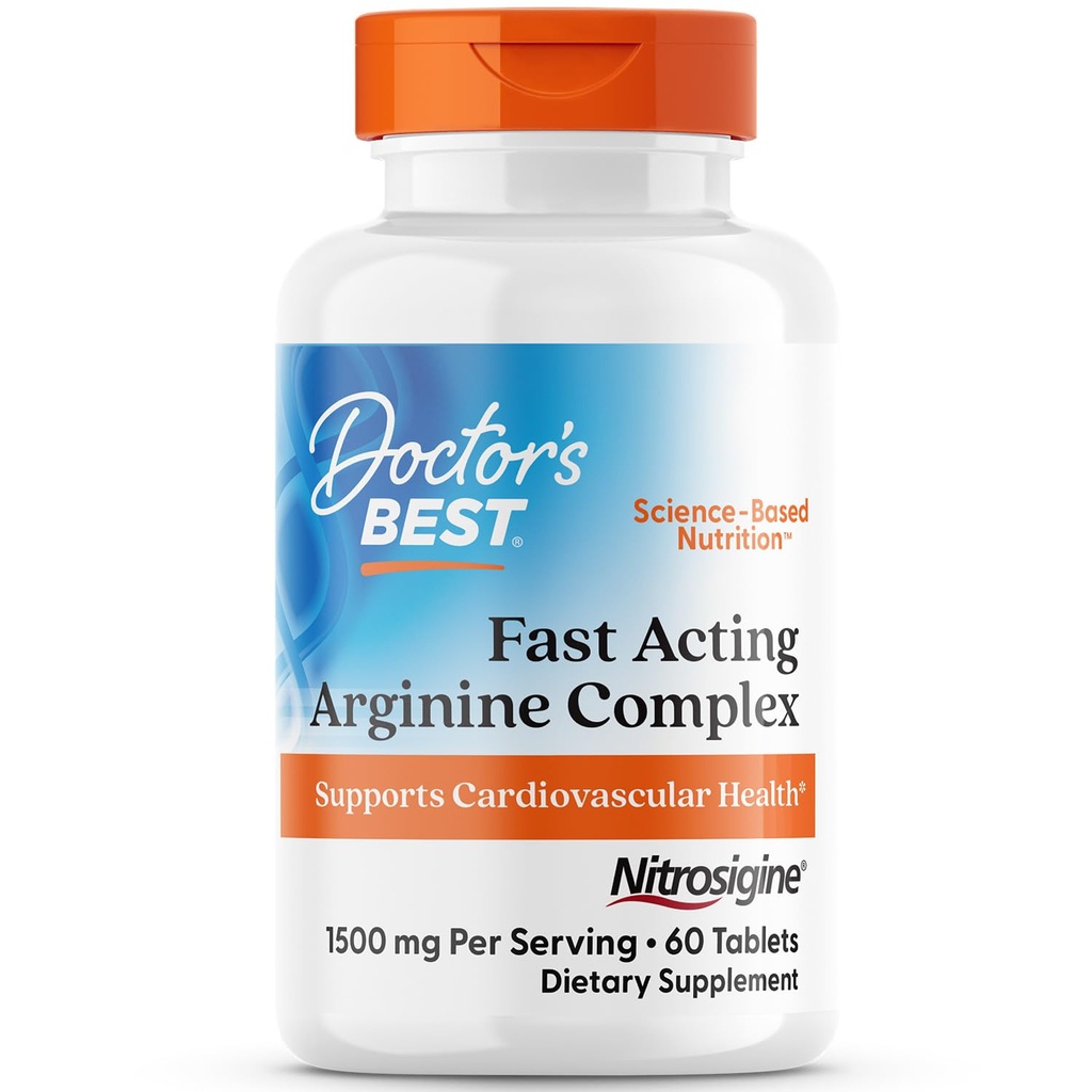 Dokter 's Best Acting Arginine Complex - L Arginine Suplemen untuk Pria & Perempuan, Membantu Nitric Oxide Level, Aliran Darah & Cardiovaskular Kesehatan Dukungan, 1500 mg Per Serving, Vegan - 60 Tablet