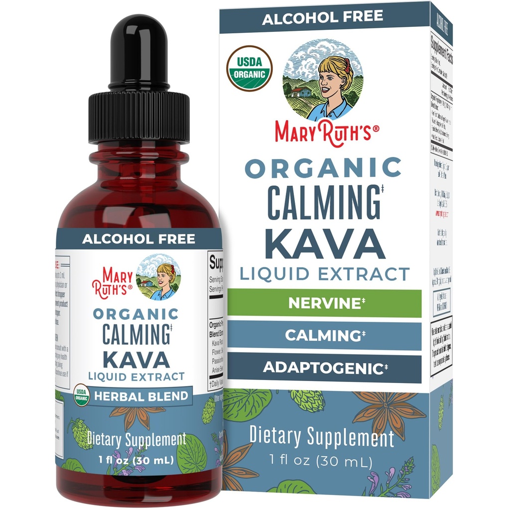MaryRuth Organics, Herbal Supplement Drop, Calstice & Relaxation, Pack of 1, USDA Kava Root, Sugar / Gluten Free, Dukung Tidur, Tenang & Stress Relief, Vegan, Non-GMO, 30 Servings