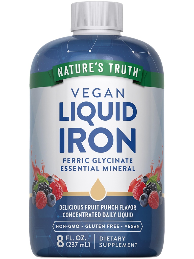 Nature 's Truth Liquid Iron Drops Suplemen 18mg 124; EscalyMineral 124; Vegan, Non-GMO, Gluten Free