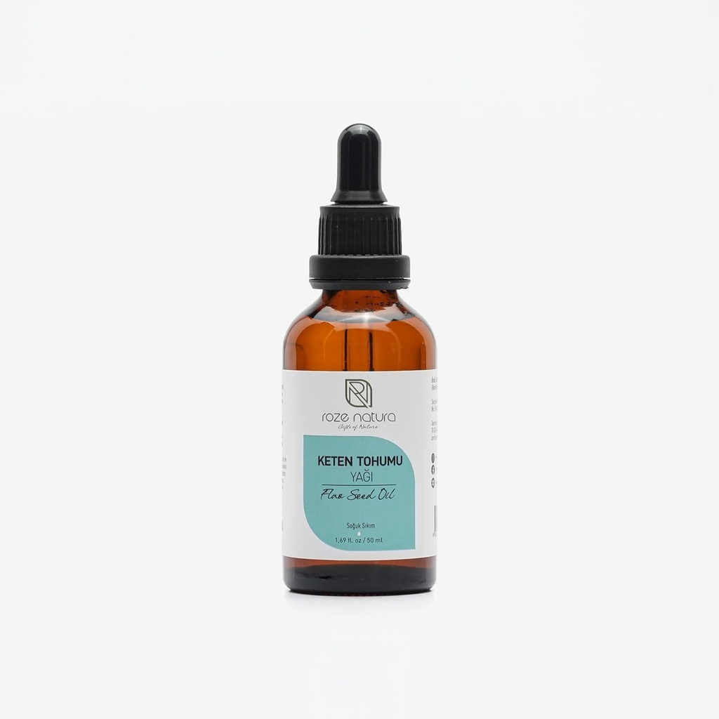 Cold Pressed Food Grade Flaxseed Oil, 1.69 oz (50ml): No Dyes or Alkohol 124;% 100 Murni 124; Non-GMO, No Addonitives, Amber