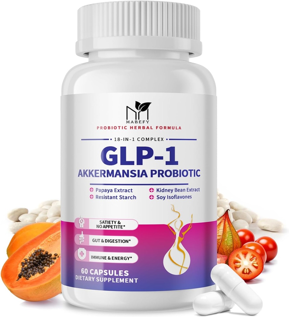 Suplemen Probiotik Akkermansia bagi Perempuan & Pria, Prediksi Alam untuk Digetical, Gut Health, Energi, Kesukaan, Suplemen Digetical dengan lsoflavones Soy, Bromelain, 60 Kasules