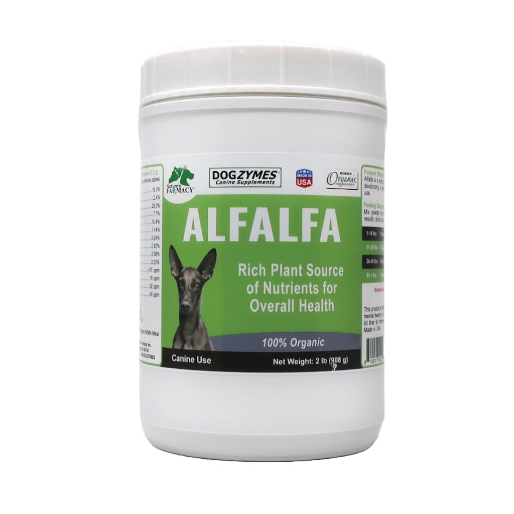 Dogzymes Organic Alfalfa - Rich Source of Vitamin and Mineces, Helping with Everything from Anemia, Fighting Arthritis and Overly- Accidic Urine dan Helping To Stave Off Bladder Infeksi (2 Pound)