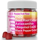 SHIZAM Ubiquinol CoQ10 PQQ Astaxanthin Beats Gummies, Super Mitokondrial ATP Supplemen Soft Chews Cid Polls Alt, Beet-Root