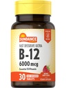 Sundance Fast Dissolve Vitamin B-12 = 124; 6000mcg 124; 30 Tablet Alami Berry Flavor 124; Vegetarian, Non-GMO, dan Gluten Free Suplemen