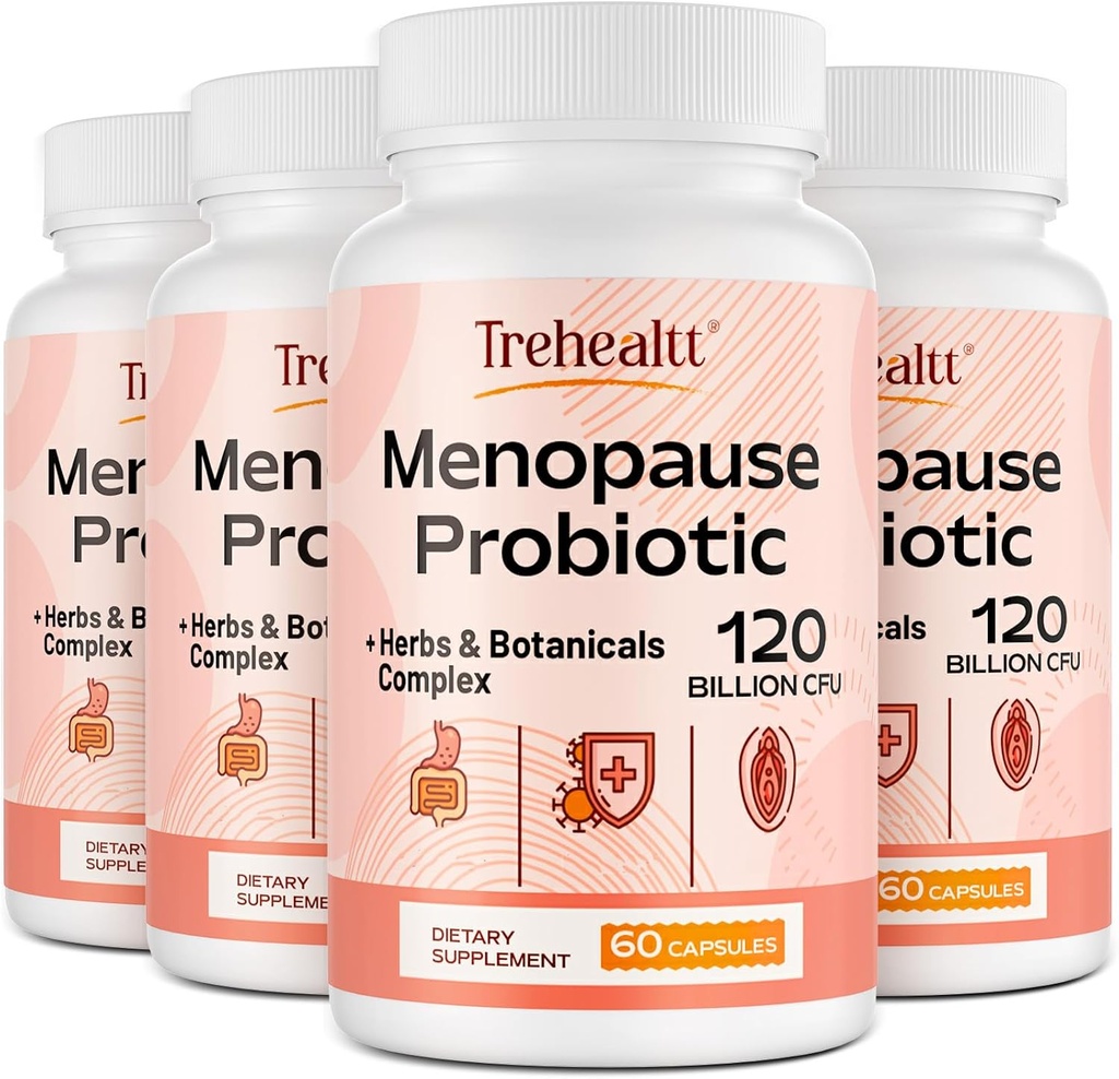 Suplemen Menopause bagi perempuan, 120 miliar CFU Probiotik, 13- 1 Herbs & Botanicals Kompleks, untuk Hormone Menopause, Hot Flashes, Night Sweats, Mood Sturbances, Vegan, 240 Capsules
