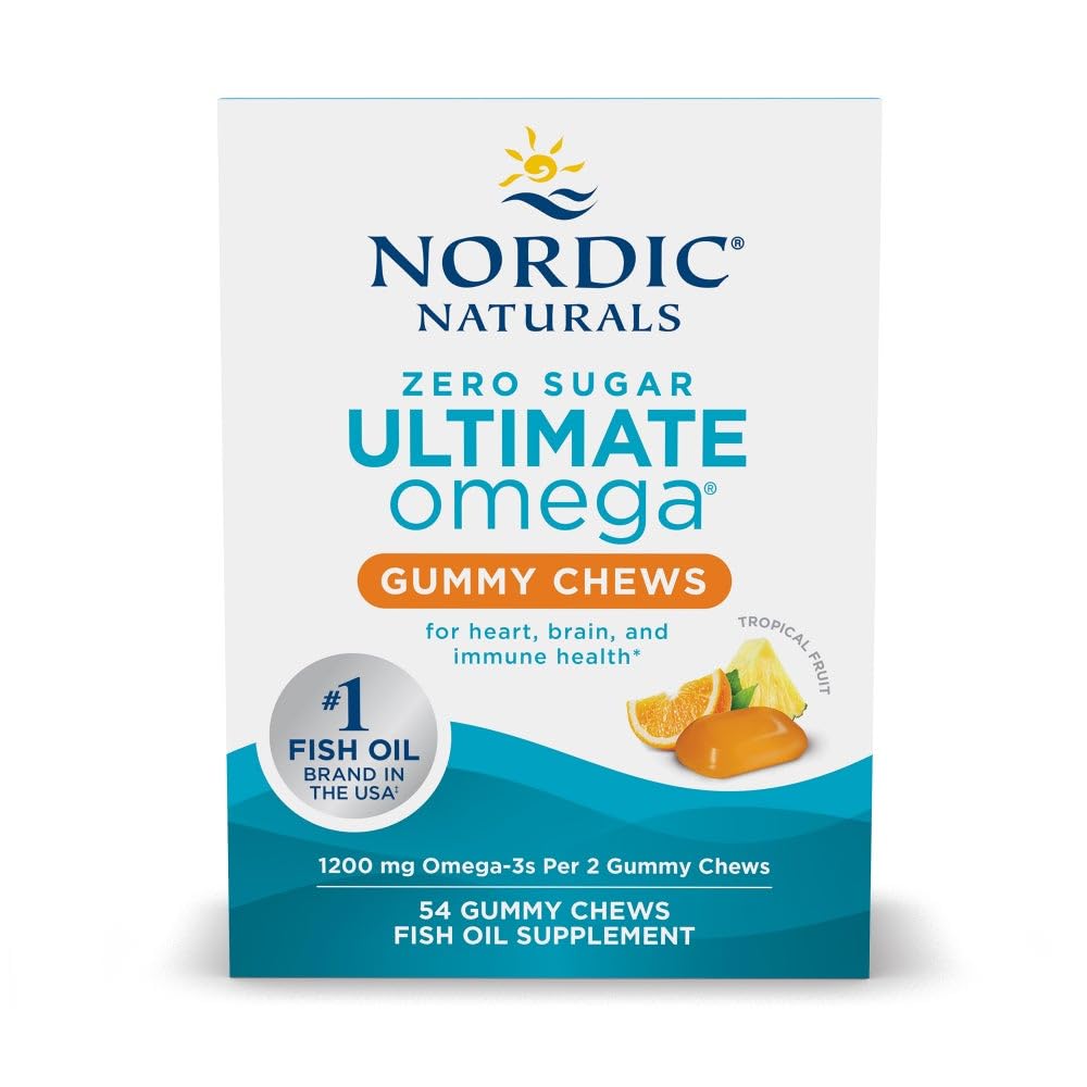 Nordic Aspeals Zero Sugar Ultimate Omega Gummy Chews - Tropical Fruit - 54 Gummy Chews - Non GMO - Optimal Wellness - 27 Servis