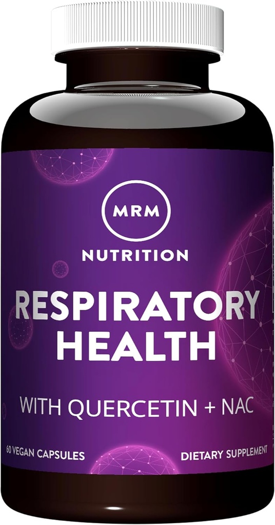 MRM Respiratory Health 124; dengan Quercetin + NAC 124; Pendukung Keselamatan & Mitokondrial Kesehatan 124; Vegan + Non- GMO + Gluten Bebas 124; 30