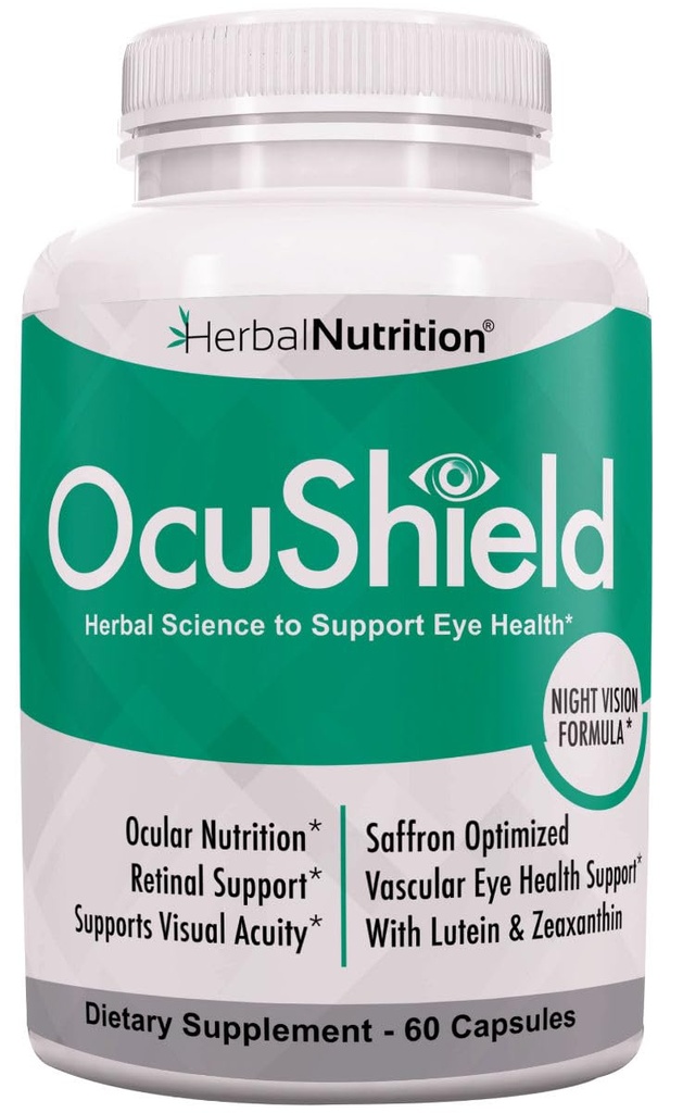 OcuShield Eye Health Vitamin Dukungan untuk Mata Sehat, Penglihatan Malam dengan Saffron, Lutein & Dalxanthin, Nutheents Eye untuk Melindungi Kesehatan Ocular, Satu Botol