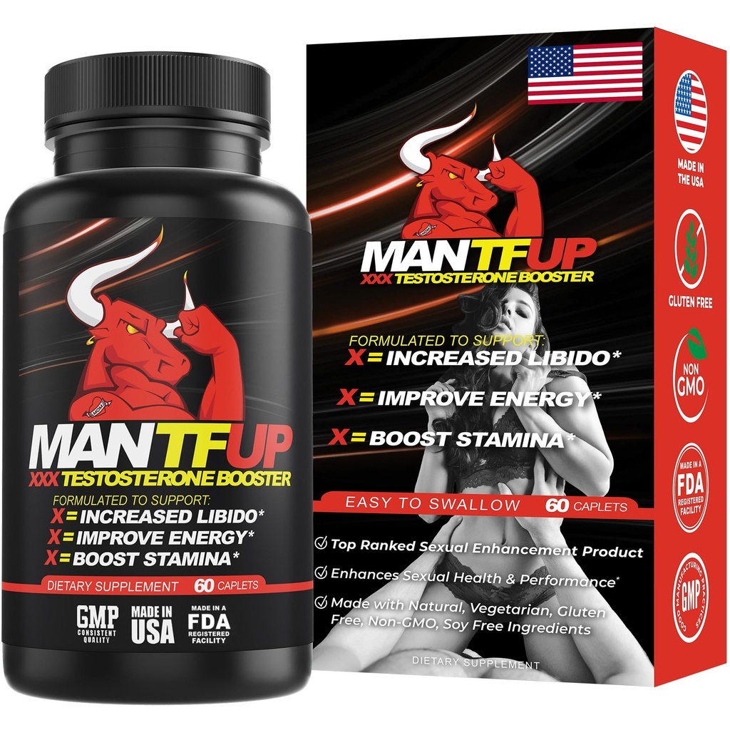 MANTFUP Vitalitas Enhancer untuk Pria 124; Fast--Acting Testosterone Booster & Daily Suplemen untuk Mendukung Kesehatan Pria & Libido 124; Potenciadores de Testosterona 124; Dibuat di USA (Tambahan 1 Bulan, 60 Caplets)