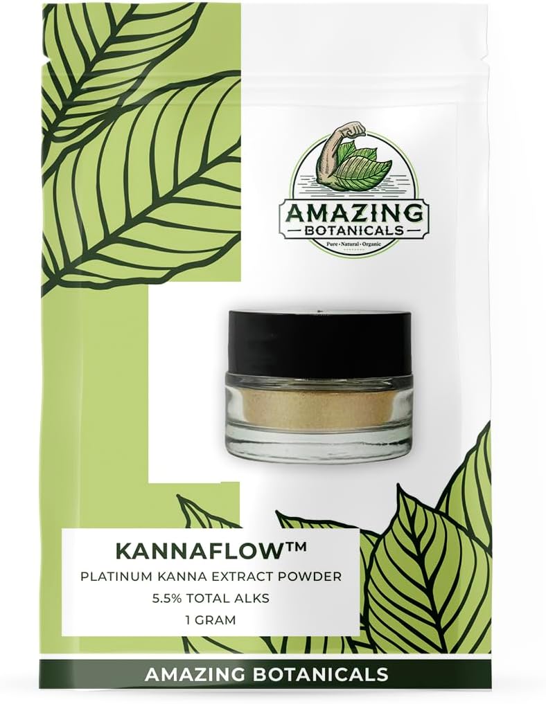 Kanna Extract powder, Premium Lab Refined Sceletium Tortuosum Extract 124; 5.5% aktif Alkaloid, 80% Mesembrin - 25mg Alkaloid- kaya ekstrak - termasuk dosis Spoon - (1 Gram) 40 porsi