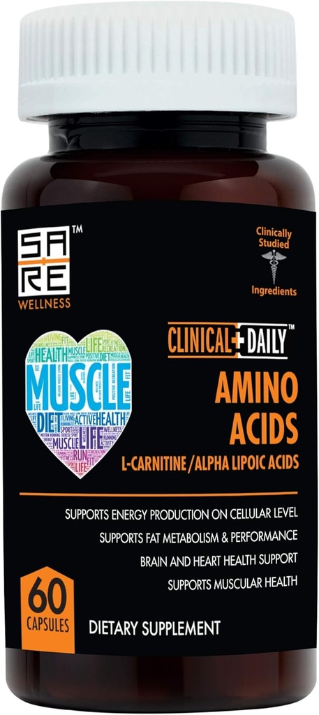 CLINICAL DAILY Acetyl L Carnitine - Alpha Lipoic Espoic Amino Acids Sules untuk Perempuan, Pria atau Elderly - ALCAR ALA Complex Membantu Boost Metabolisme, Brain, Heart, & Muscle Health- 60 pil