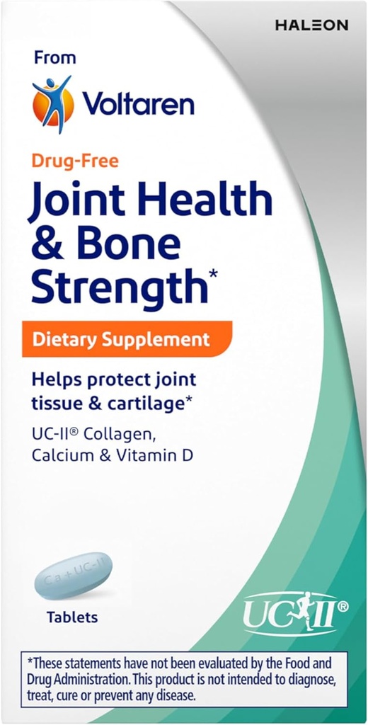 Voltaren Joint Health and Bone Energy Supplement from Voltaren, with UC-II (R) Collagen, Calcium, and Vitamin D for Heally Aging of Joint Tissue and Cartilage - 30 Count Bottle