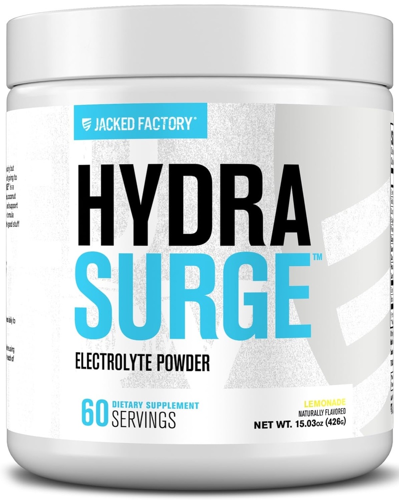 Jacked Factory HhyDRASURGE Electrolite Powder - Hidration Suplemen w / Key Minerals, Himalaya Sea Salt, Coconut Water - Keto Friendly, Alami Sweetened - 60 Servings, Lemonade