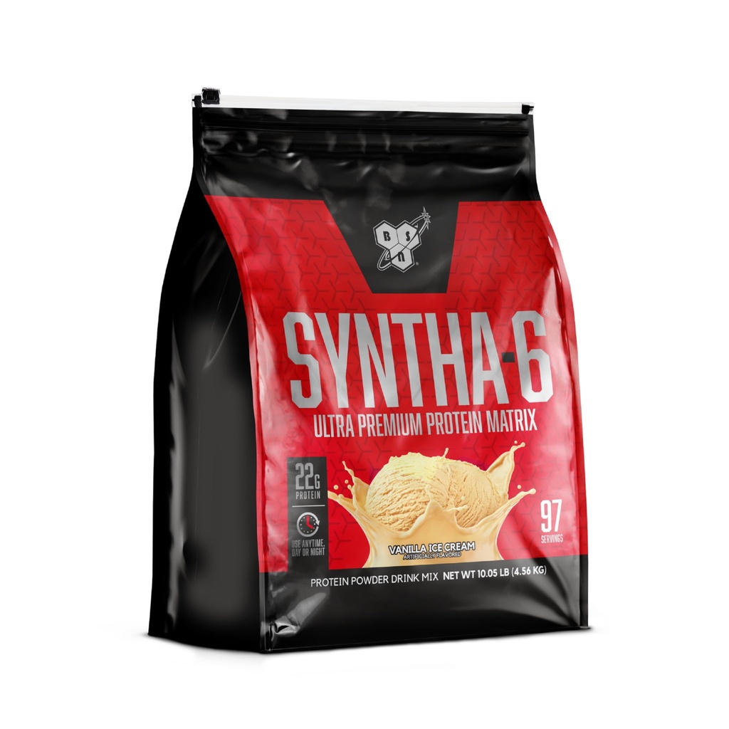 BSN SYNTHA- 6 Whey Protein Powder, Vanila Protein Powder dengan Miwarner Casein, Sutra Protein Isolat, Vanilla Ice Cream, 97 Pelayan (Paket May Vary)