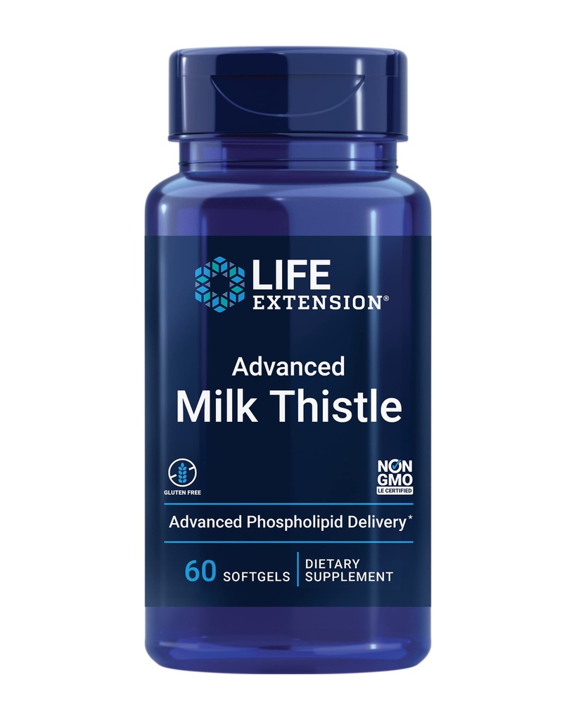 Ekstensi Hidup Lanjutan Milk Thistle, silymarin, silybin, phospholipids, Promotes Healthy Liver Fungsi, Gluten- Bebas, Non- GMO, 60 softgels