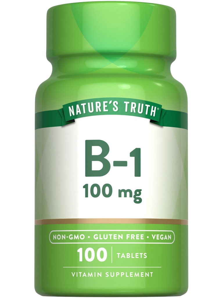 Nature 's Truth Vitamin B1 100mg (Thiamine) 124; 100 Count 124; Vegan, Non-GMO & Gluten Free Suplemen