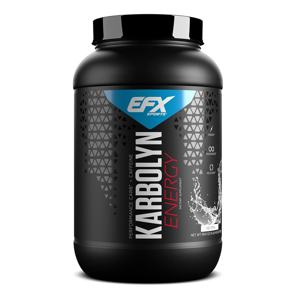 EFX Sports Karbolyn Energy 124; Performance Karbohydrate Powder + Caffeine 124; Carb Load & Energize 14; 250mg Caffeine 124; Sugar Free Servings 124; 38 Servings (Neutral)