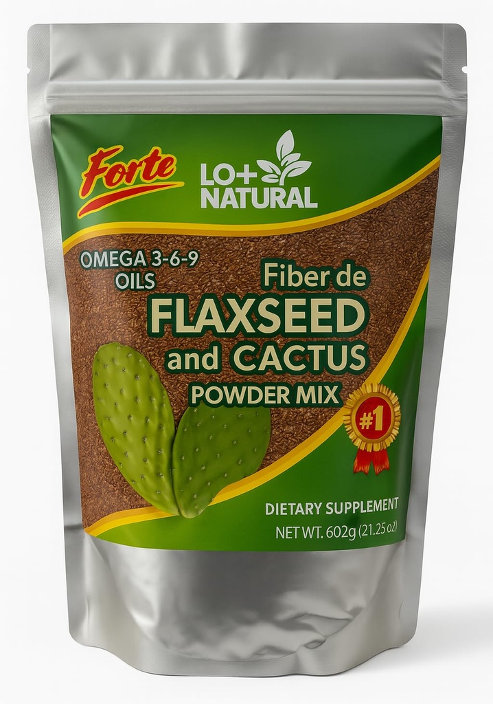 Linaza con Nopal Forte - 8 oz - 100% Natural Flaxseed & Nopal Cactus Powder - Fiber-Rich Digetical Dukungan - Ground Blend Diet Suppplemen - Vegan & Non-GMO