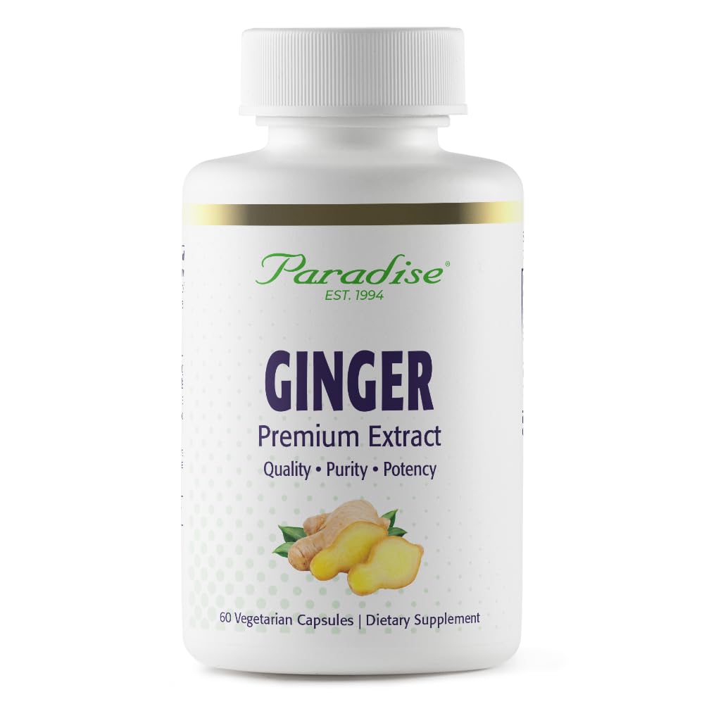 Paradise Herbs Premium Ginger Extract for Digetical Health, Super Poweral, Ultra Pure, Vegan, Non-GMO, Gluten Free, 60 Vegetarian Capsules