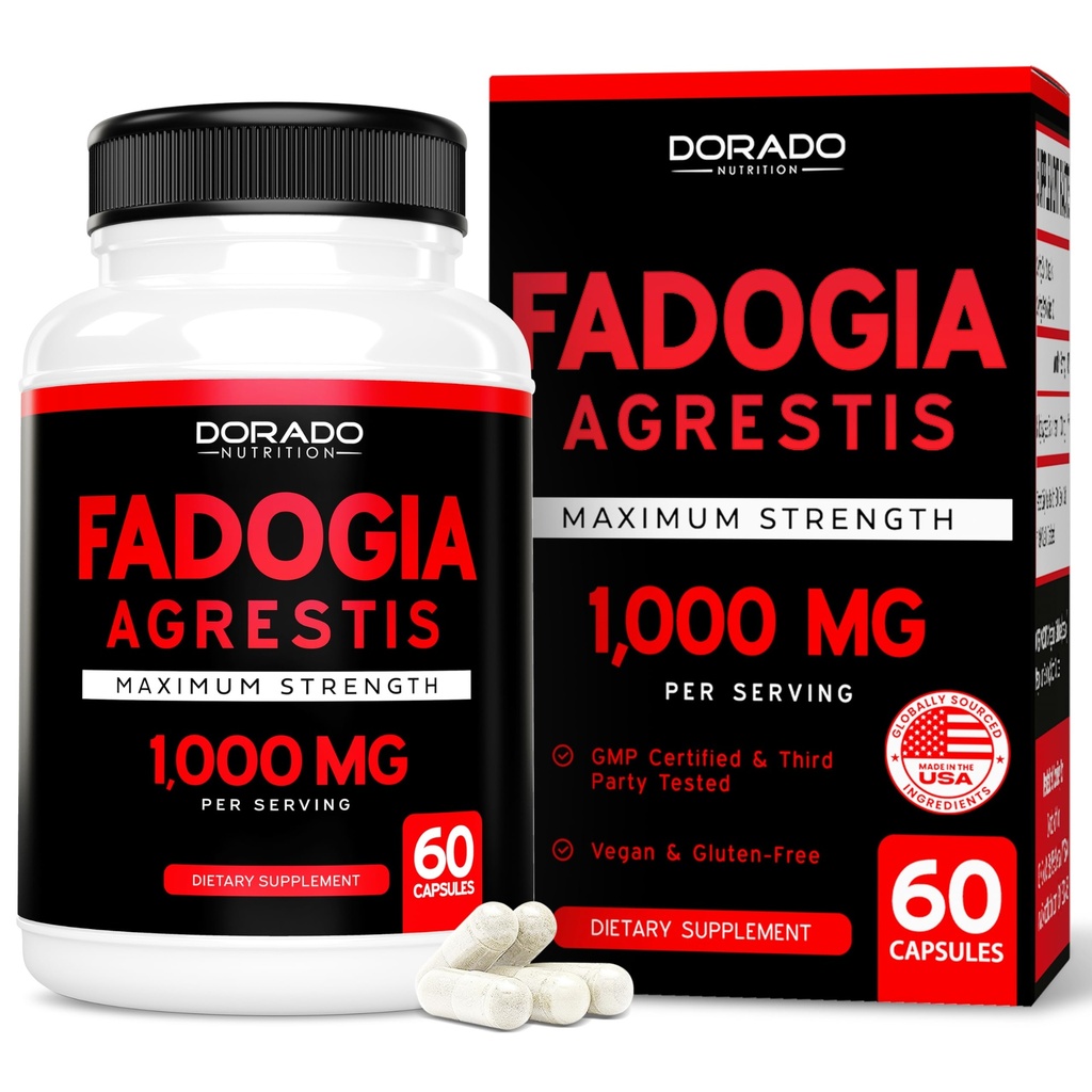 Fadogia Agrestis Extract 1000mg per Serving - [Maximum Power] - [Maximum, Drive, Athletic Performance, Muscle Mass - Third Party Test - Zero Fillers - Gluten Free, Non-GMO, Vegan Capsules